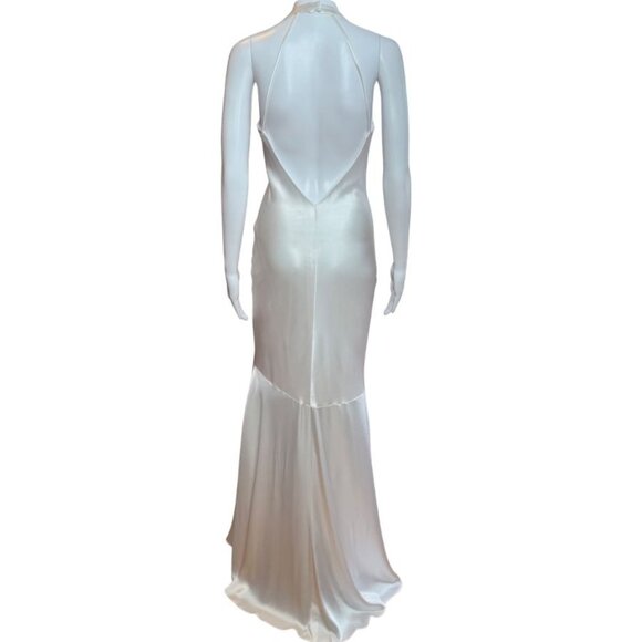 Issue New York Satin V-Neck Gown White Size 6 NWT - Picture 2 of 3